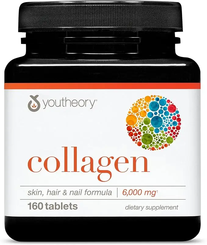 Youtheory Advanced Collagen - 6,000 mg Collagen with Vitamin C - for Hair, Skin & Nails* - Supplements for Women & Men - 160 Tablets