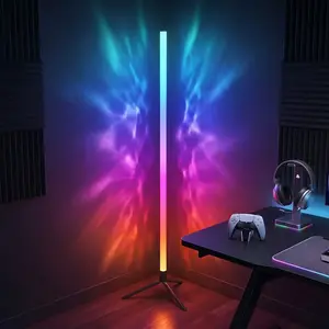 Viral 172 LEDs RGBICW Corner Floor Lamp, Dimmable Smart Ambient Light, 16 Million DIY Colors, 68+ Scene Modes, Music Sync, App & Remote Control, Timer Function, Color Changing Standing Lamp for Gaming Room, Bedroom Decor