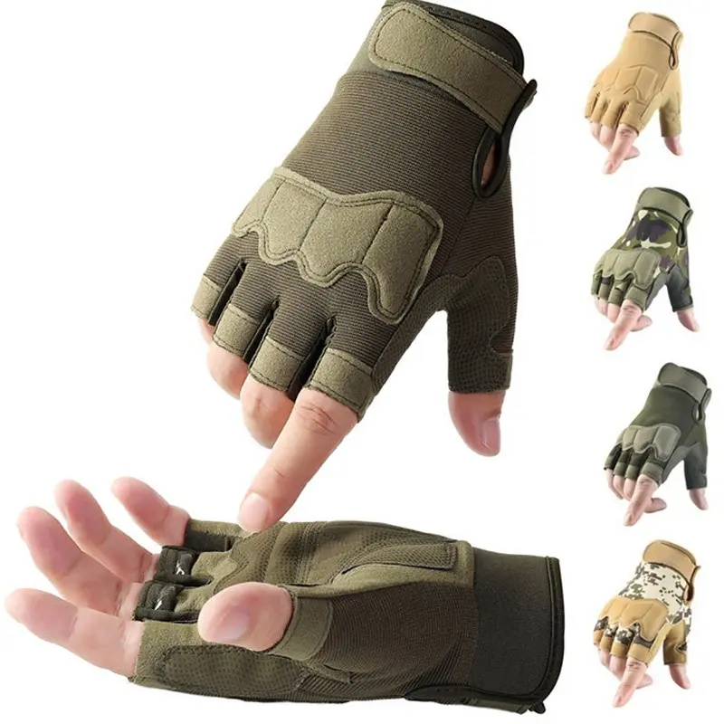 Fingerless Tactical Gloves, Knuckle Protective Breathable Lightweight Outdoor Sports Military Gloves for Shooting, Hunting, Motorcycling, Climbing, Motorcycle Gloves, Motorbike Gloves