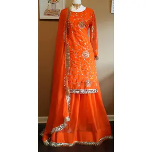 Long Lehenga Style Skirt Kurta Set