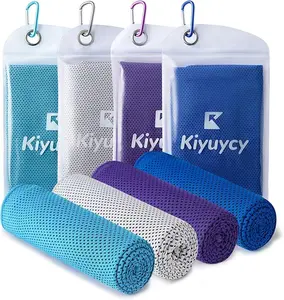 Ice Cooling 4 Pack Ice Cooling Towels - Instant Chill, Quick Dry, Sweat Breathable, Soft Neck Wraps for Gym, Yoga, Running & Outdoor Activities