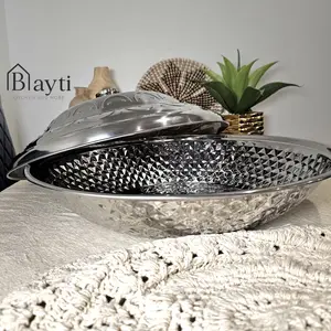 Luxury Covered Serving Tray with Elegant Diamond Pattern and Stylish Lid for Kitchen Use