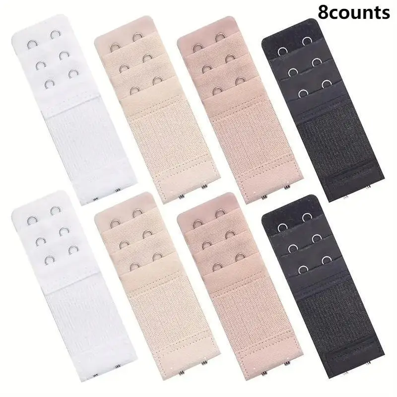 Women's Bra Extender Set, 8 Counts Adjustable Elastic Bra Extender, Easy-to-use Bra Extension Strap, Sewing Collection Accessories for Women