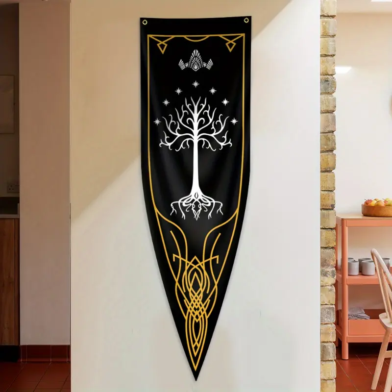Gondor-Inspired 100% Polyester Durable Single-Sided Printed Wall Tapestry (18in×59in/45cm×150cm) - Easy Grommet Hanging - Bedroom Dorm Decor, Synthetic Home Supplies Accent, Decor Tapestry