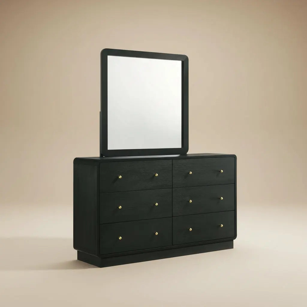 Cavelle 6-drawer Dresser and Mirror Black