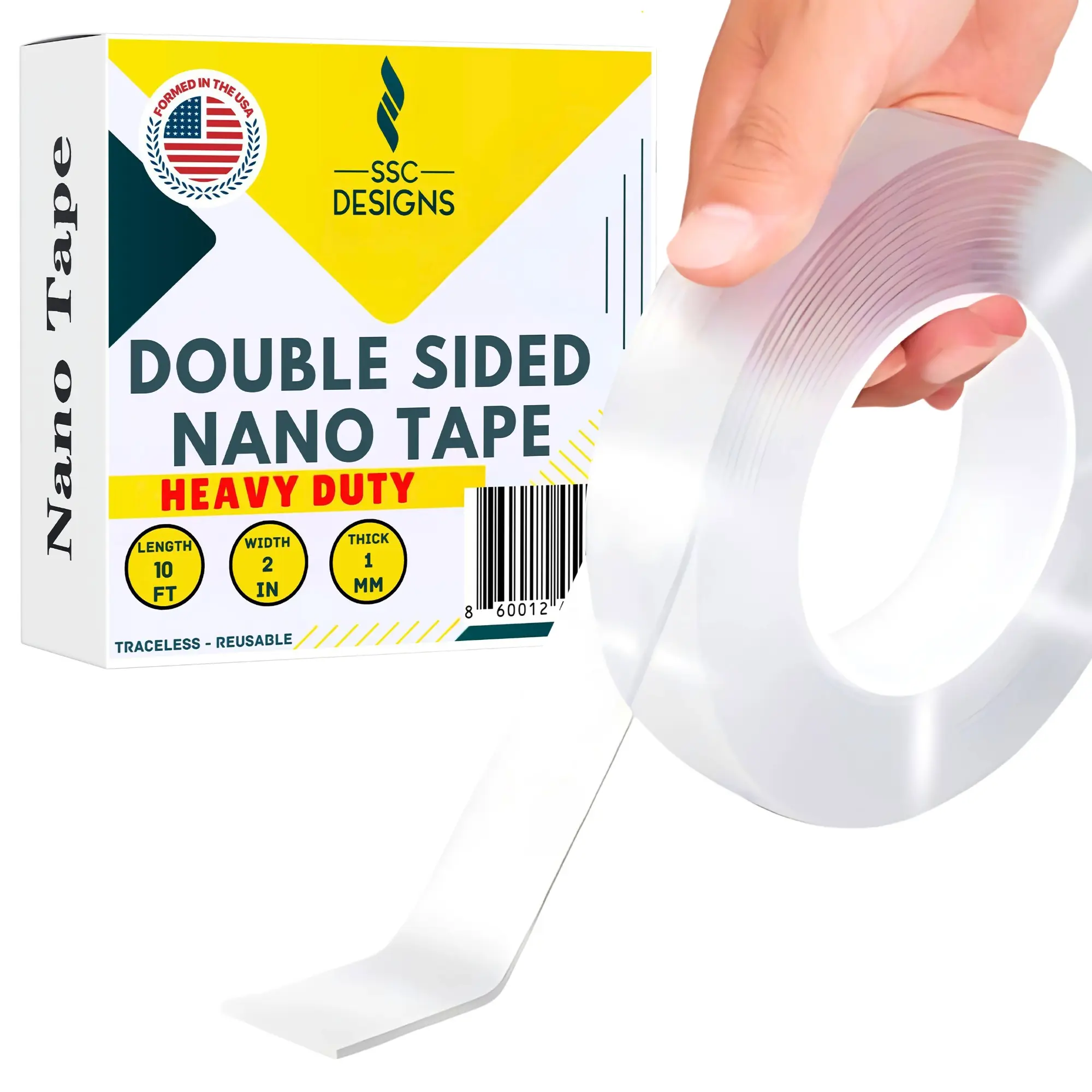 Double Sided Mounting Tape for Walls, Strong Adhesive Tape for Wall Hanging Decor, Posters - 10 ft, Double Sided Tape For Walls