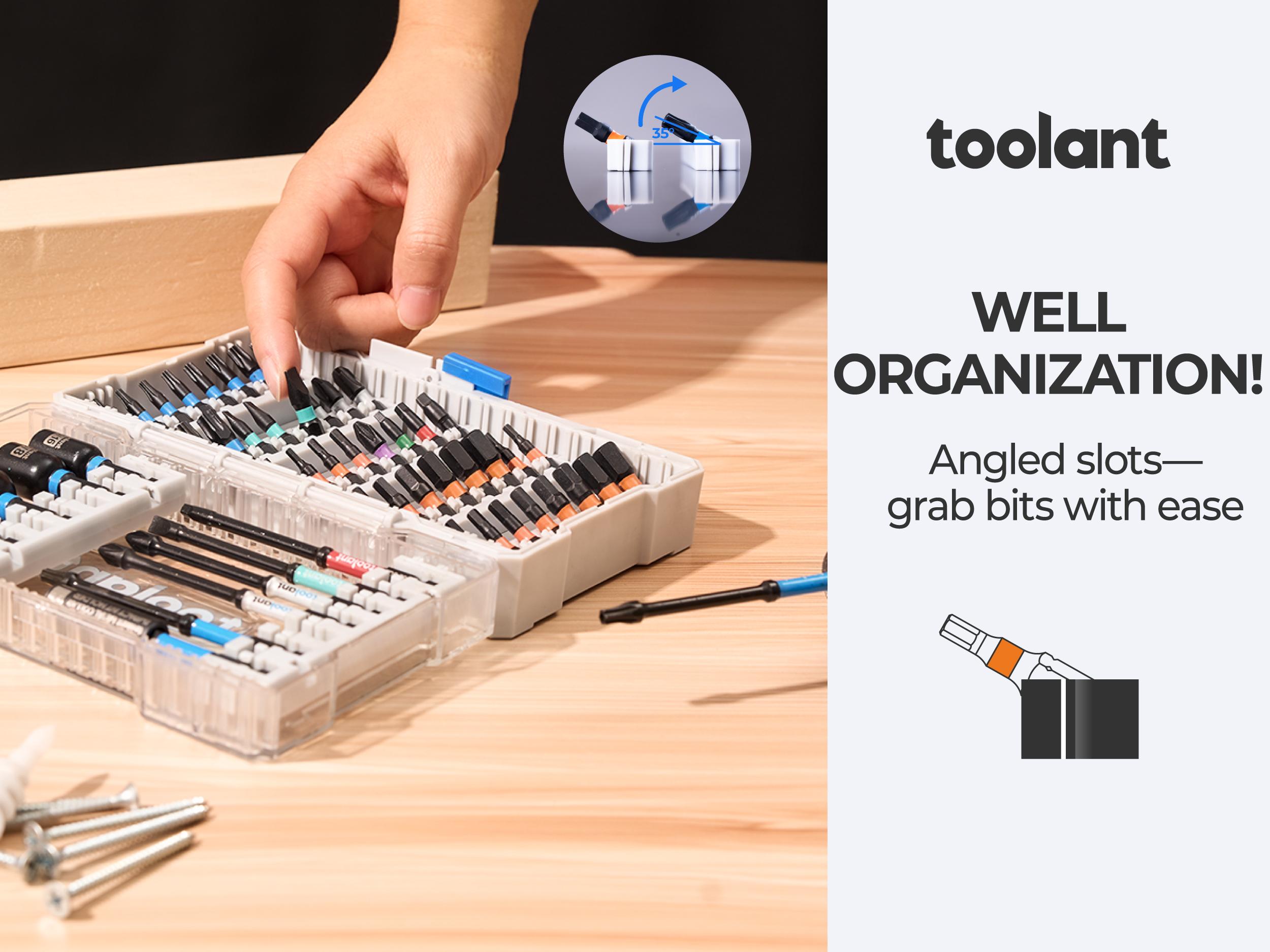 toolant Impact Driver Bit Set,52-Piece S2 Steel Screwdriver Bit Set,Hex,Torx,Phillips,Slotted,Square Bits and Nut Driver with Case, FathersDayGift toolant Impact Driver Bit Set,52-Piece S2 Steel Screwdriver Bit Set,Hex,Torx,Phillips,Slotted,Square Bits and Nut Driver with Case, FathersDayGift