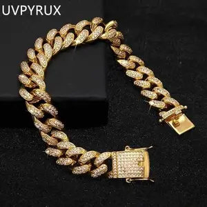 UVPYRUX 14k Gold Plated Miami Cuban Link Chain Bracelet, Thickened, Dense and Chunky 7/8/9 inch-Hip-Hop Jewelry for Men/Women Hypoallergenic Material, Sweat-Resistant, Chunky Gold Bracelet for Streetwear, Dates and Daily Wear, Trendy Accessory Gift