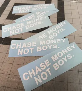 "Chase Money Not Boys" Adhesive Vinyl Car Decals, Stylish Automotive Exterior Accessory Merch, Adhesive Vinyl Decal, Car Decal