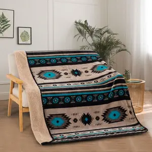 Nu Trendz Sherpa Fleece Throw Blanket 50"x60" Southwest Navajo Print Super Fuzzy Soft Double-Sided Cozy Plush Premium Polyester Microfiber Machine Washable Home Decor Gift