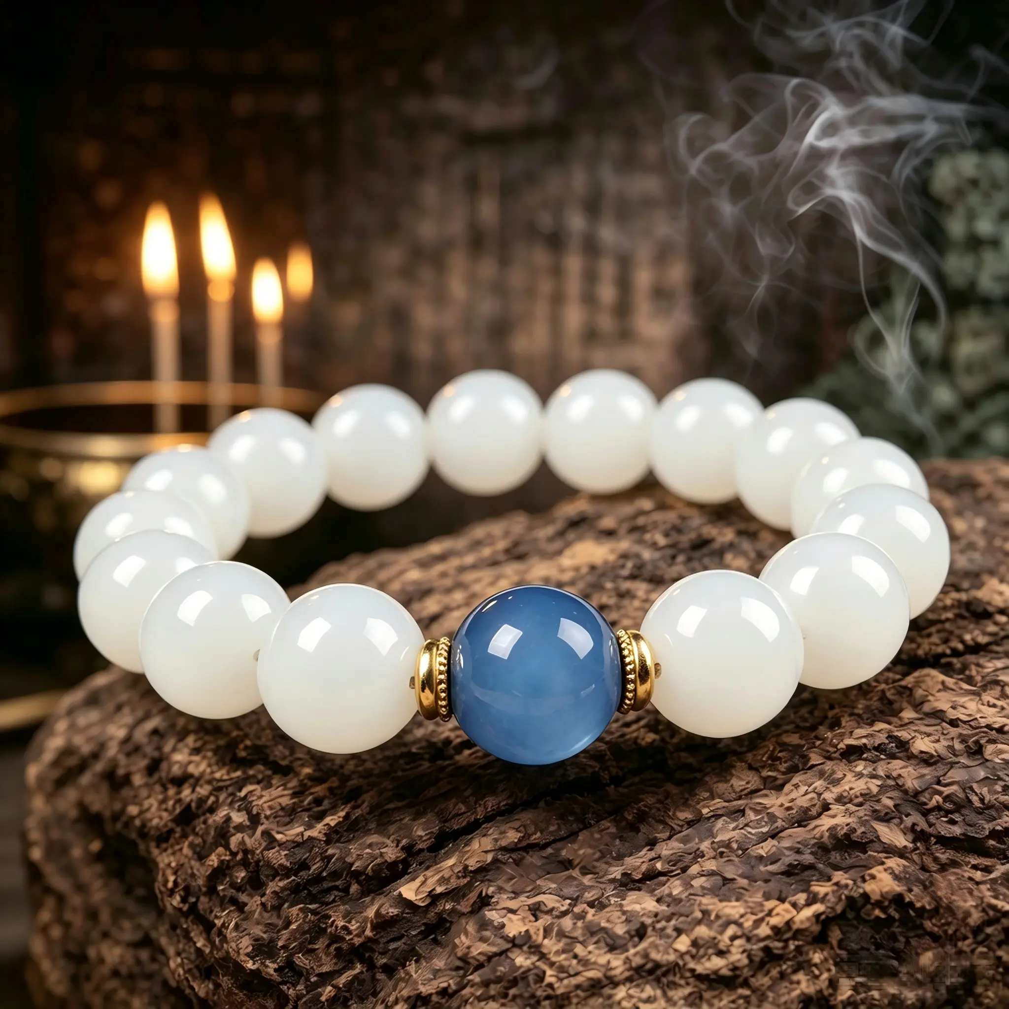 White Jade Blue Hand Tool Accessory Bracelet - Multitool Accessory for Couples, Adults, Singles; Daily Use for Enhancing Soulmate Connection, Boosting Love Luck (None-Specific Additional Features), Amplify Romantic Energy