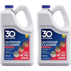 30 Seconds 1 Gal. Outdoor Cleaner Concentrate Household, Instant or Overtime Treatment for Roofs, Decks, Siding, Concrete, Kills Moss & Lichen, Removes Algae, Mold, Mildew Stains, No Pressure Washing, Safe for Plants, Patio Furniture & Landscaping.