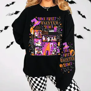 Haunted Home Graphic T-Shirt  or crewneck or hoodie- Fall,Halloween, TRENDY T SHIRT Comfort Colors  Womenswear Sweatshirts Casual Long Sleeve