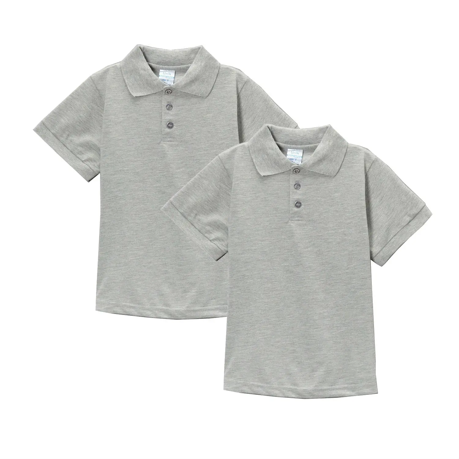 Boy's Premium Quality Pique Polo Uniform Shirt Short Sleeve LGrey 2Pack 5-18 BSU01