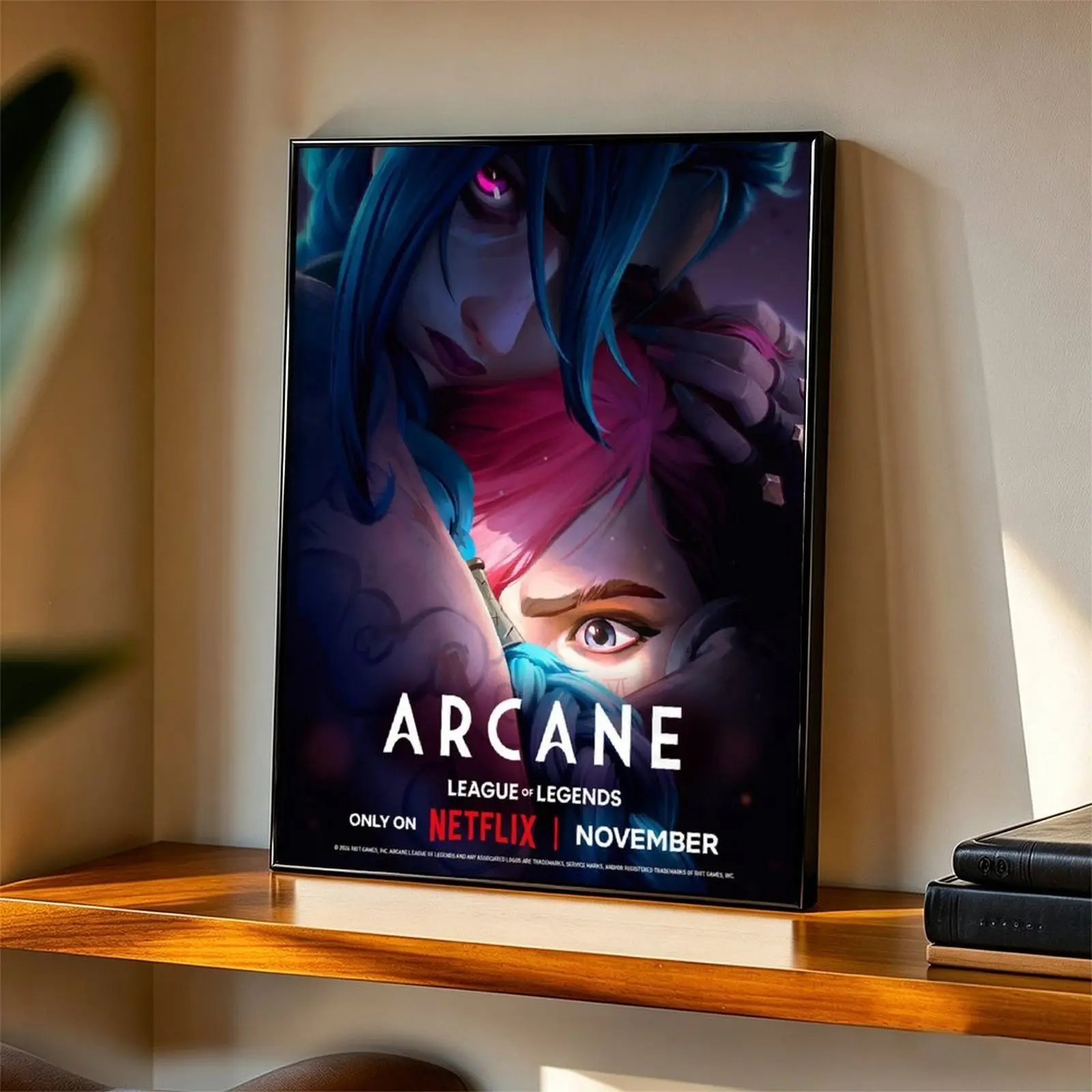 Arcane Jinx and Vi Canvas Wall Art League of Legends Netflix Animation Poster Gaming Room Bedroom Dorm Decor Gift For League of Legends Game Fans