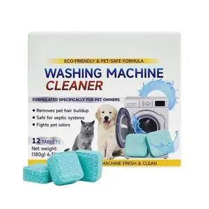 Eco-Friendly Washing Machine Cleaner Tablets (12 Count), Removes Pet Hair Buildup and Odors for Fresh Washers, Ideal for Spring Cleaning