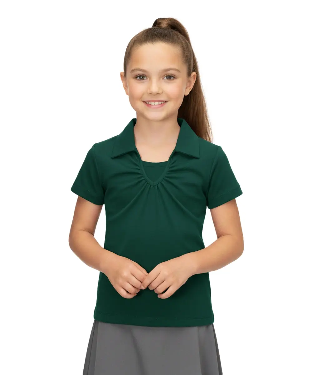 Girl's Uniform V-Neck Collar Blouse Hunter Green  5-18 GSU03