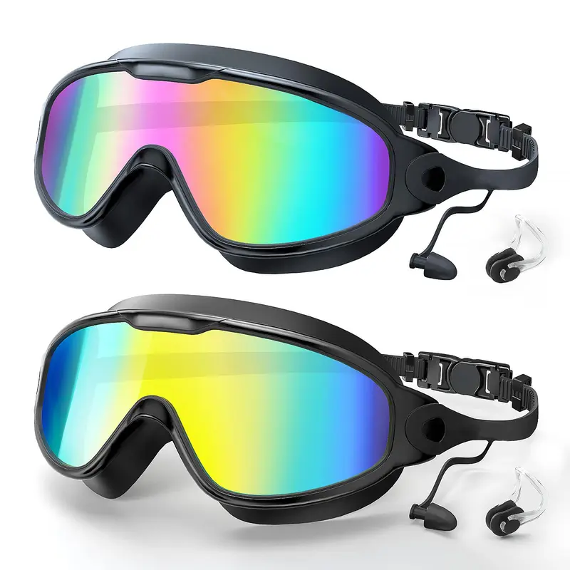 Buy 1 Get 1 Free Unisex Flexible Silicone Pool Goggles 2-Pack, Wide View, Anti-Fog, UV Protected, No-Leaking, Eye-Friendly, Anti-Fouling Water Goggles for Adults (Swimming Sports & Outdoor Accessories)