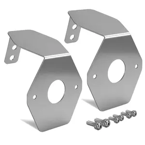 Glass Watermelon Light Mirror Turn Signal Angled Stainless Steel Bracket Holder 2PC