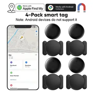 4PCS Wireless Cordless Weatherproof GPS Trackers, Magnetic Hidden Locators, Compatible with iOS Apple Find My & Android Find My Device, Custom Points of Interest Support