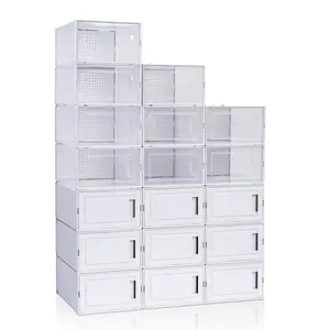 Pack of 18PCS Moisture-Proof And Dust-Proof Simplicity White Plastic Transparent Thickened Shoe Storage Boxes Organiser clear shoe