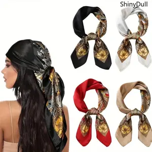 4PCS 27" Satin Silk Hair Scarf for Women - Square Head Scarf Bandana Set