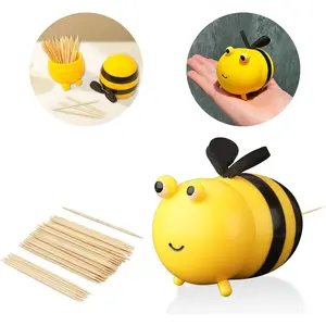 Funny Cute Bee Toothpick Holder Dispenser Small Gifts for House Warming New Home Dining Room Restaurant (With Toothpicks)