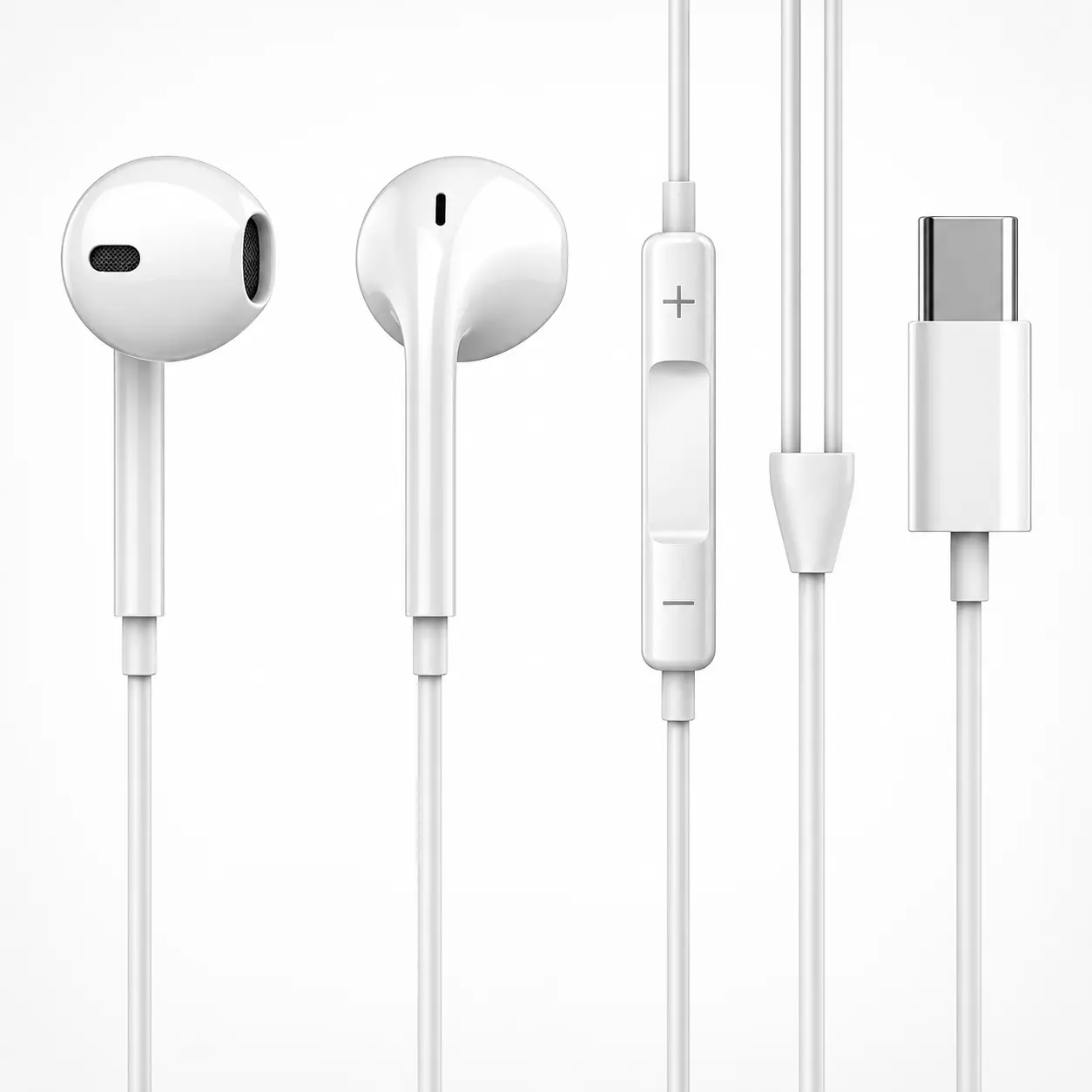 USB-C Wired Earbuds with Mic & Volume Control, Hi-Fi Stereo Sound, Compatible with iPhone 15/16/17/18 & Samsung Galaxy, Lightweight Earphones for Calls & Music