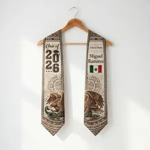 Custom School Name & Name Mexican Graduation Stole, Hispanic Heritage Graduation Sash, Custom Mexico Flag Stole, Personalized Latino Graduation Stole, Class of 2026