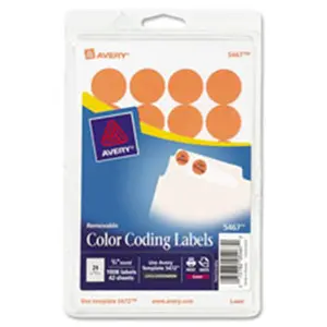 Avery AVE05476 Removable Labels- 1.25 in. Round- 400-PK- Orange Neon