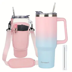 Portable thermos with backpack set and multiple pockets.