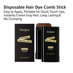 Hoegoa Disposable Hair Dye Comb Stick - 20g Black & Brown, Easy Apply, Waterproof, Portable for Quick Touch-Ups, No Clumping, Salon-Like Results