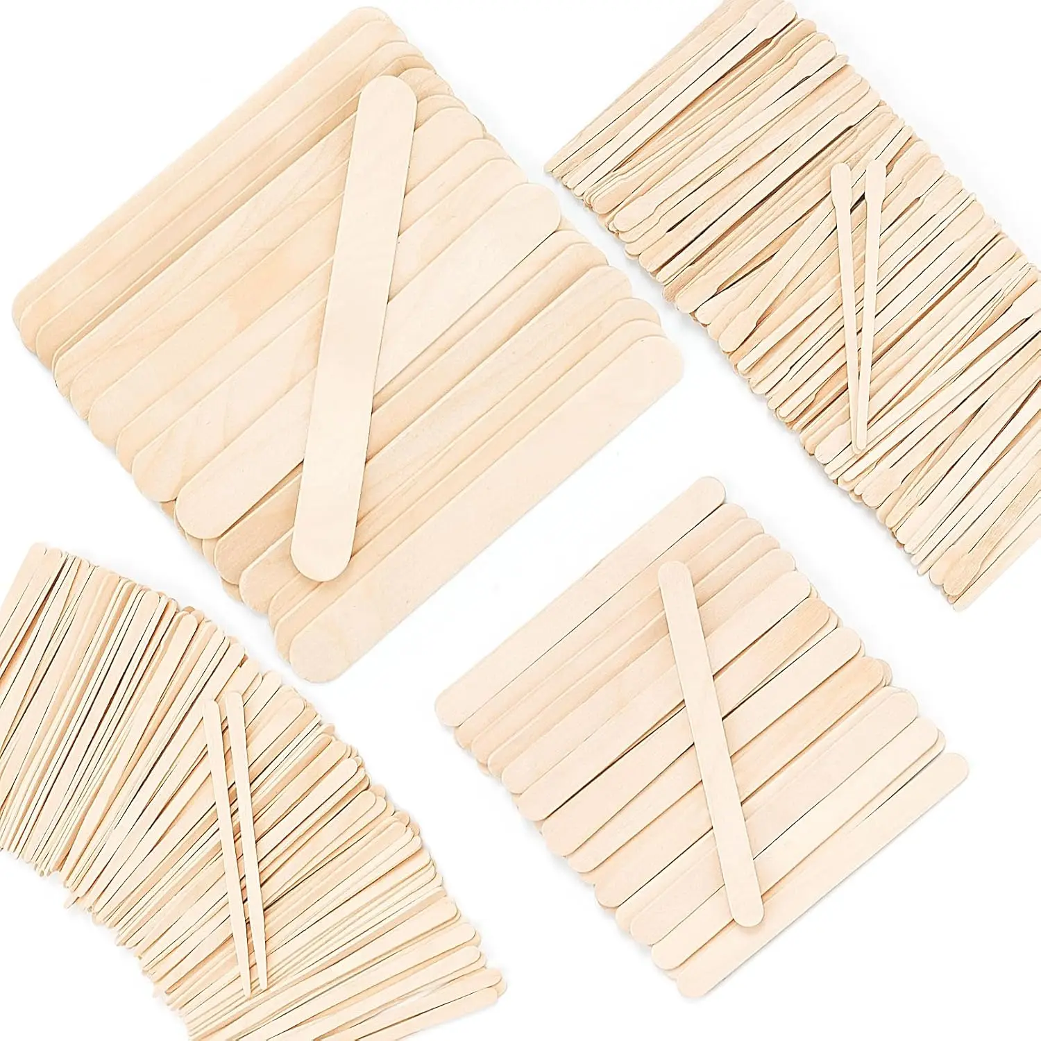 500 Pcs Waxing Sticks Set, 4 Styles Wood Applicator Bars for Body Legs Face Eyebrows, Depilatory Ice Cream Sticks, Craft Rods