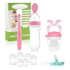 Mothers Day Gift Baby Fruit Feeder Pacifier | Infant Food Feeder Pacifier & Baby Food Dispensing Spoon | Mesh Fresh Fruit Teethers for Babies | Infant Teething Feeders Shower Gifts for Boys and Girls(Blush)