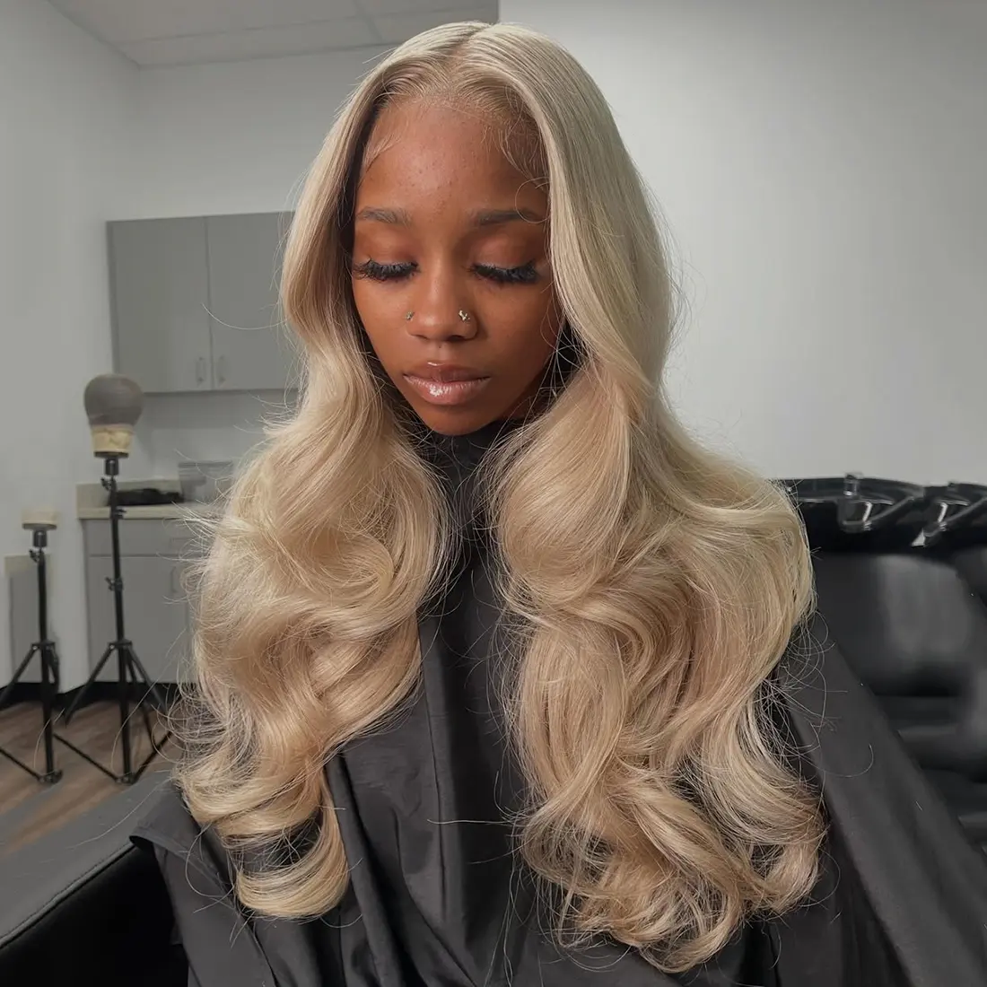 13x6 Blonde Colored Body Wave Human Hair Wigs Milk Tea Colored Lace Front Human Hair Wigs 200 Density Pre Plucked for Women