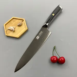 ​Damascus Steel Chef's Knife - Ultra Sharp for Home & Professional Use, Ideal for SlicingMeat​