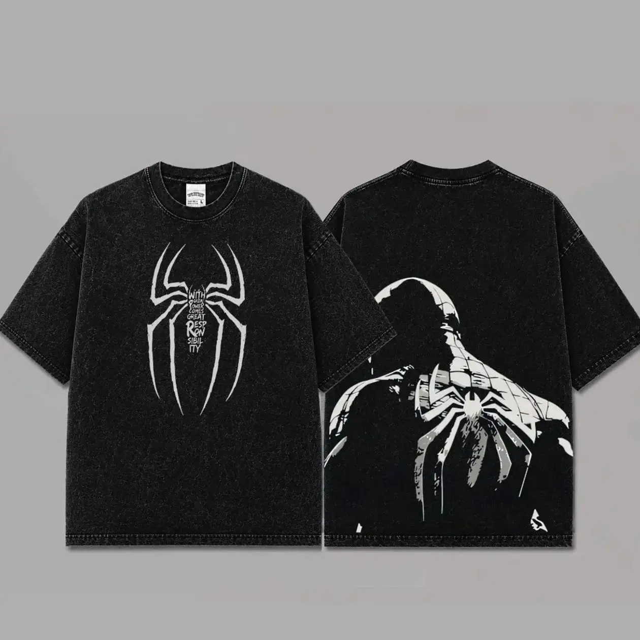 Vintage Spidey Inspired Washed Oversized Cotton T-Shirt, Movie Actor Fan Tee, The Peter Shirt, Y2K Comic Style Streetwear Top, Black Cotton Unisex Tee, Retro Superhero Inspired Shirt, Gift for Movie Fans
