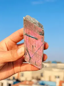 Natural Labradorite Crystal Slice, Strong Pink Purple Golden Blue Flash, Colorful Raw Rock Gemstone for Jewelry & Handmade Crafts DIY