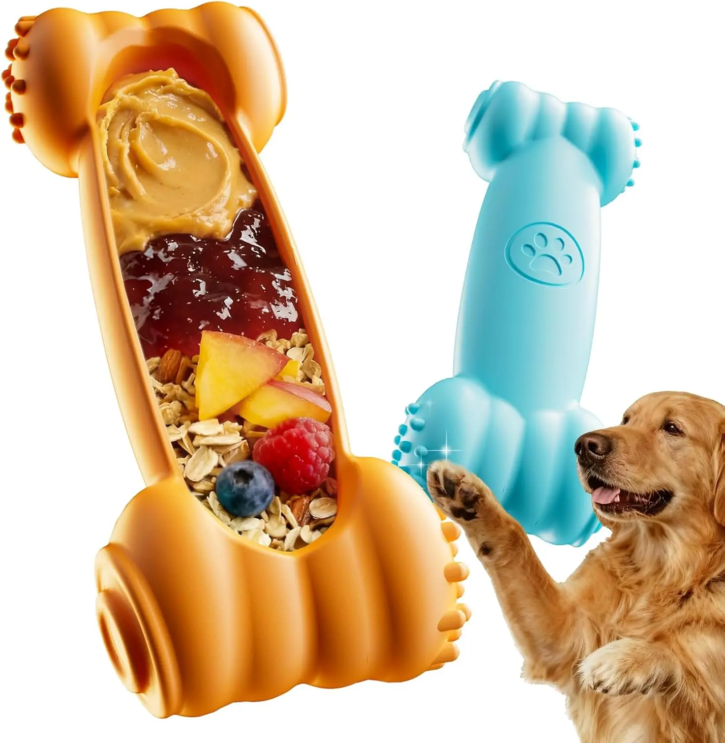 Pack Freeze Toys for Dogs Slow Feeder Dog Lick Bone Indestructible Chew Toy for Aggressive Chewers,Puppy Teething Relief,Fillable Enrichment Treat Toy Suitable for Small & Medium Breed(Nylon)