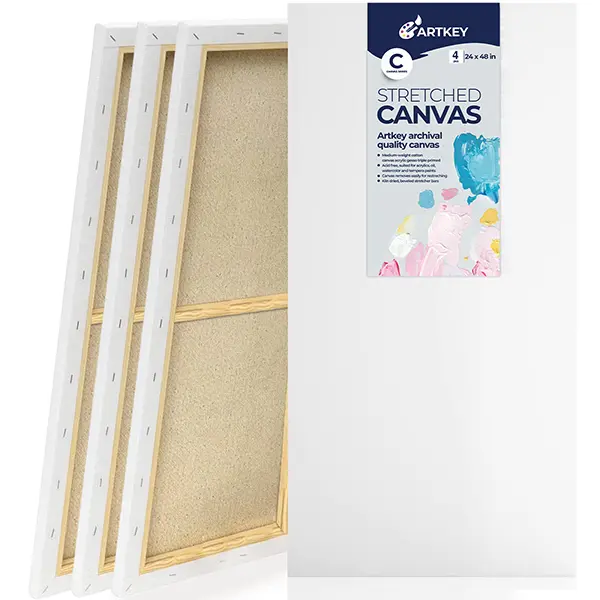 Large Canvases for Painting 24x48 Inch 4-Pack, 12.3 oz Triple Primed Acid-Free 100% Cotton Stretched Canvas, Blank Large Canvas for Oil Paint Acrylics Pouring & Wet Art Media