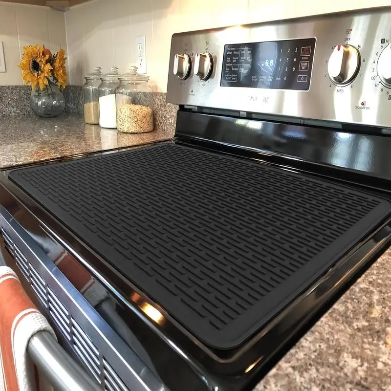 100% Silicone Placemats & Coasters - Heat-Safe Trivet, Modern Protector Mat, 27.6in x 19.7in Heat-Resistant Non-Slip Waterproof Dishwasher-Safe Kitchen Supplies for Electric Stove & Glass Cooktop, Mother's Day Gadget