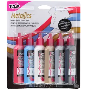 Tulip Puff Paint Metallics, Multi-Surface Craft Paint, 1.25 fl oz 6 Pack