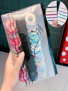 Random Color Hair Ties (300pcs), Cute Colorful High Stretch Ponytail Holder for Daily Use, Small Hair Tie Girls Hair Styling Accessories for Women & Girls, Ponytail Hairstyle