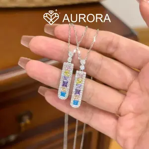 【#199 Gemline】cubic zicon main stone and side stone moissanite necklace with 925 Sterling Silver women dainty link chain minimalist fashion jewelry gift synthetic moissanite