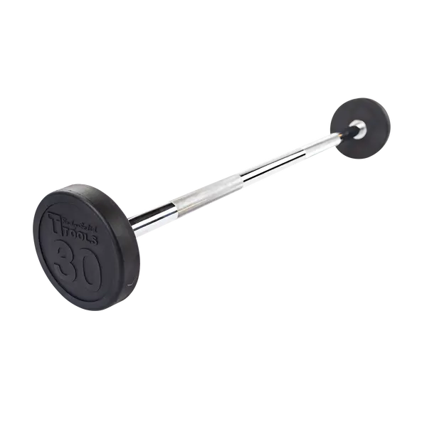 Rubber Coated Fixed Straight Barbell, 30lb