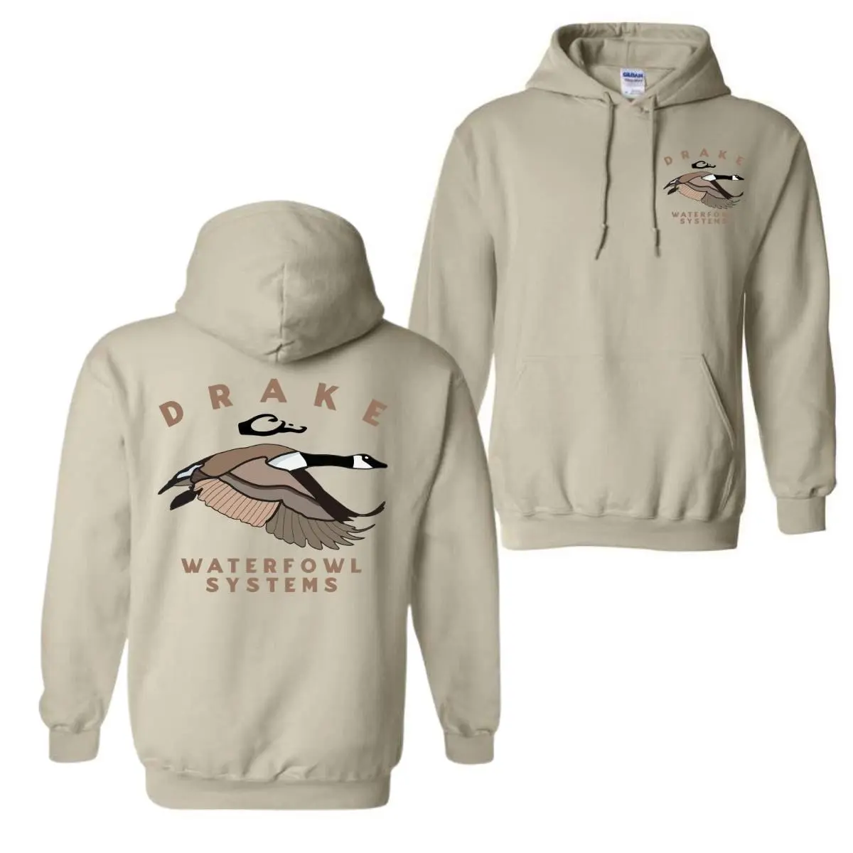Men's Mallard Duck Graphic Hoodie - Menswear Tops, 2-Sided Hunting Print, Longsleeves Stretch Spandex Cotton Blend Pullover, Classic Fit for Outdoor Sport, Outdoors, Heather Sport, Unisex