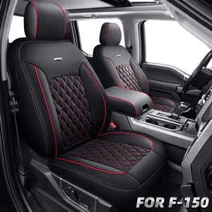 F150 Seat Covers SuperCrew 2015-2026 Pickup Car Truck, Waterproof Faux Leather, Full Coverage, Also Fit 2017-2026 F250/F350 Car Seat Protectors Car Seat Cushions