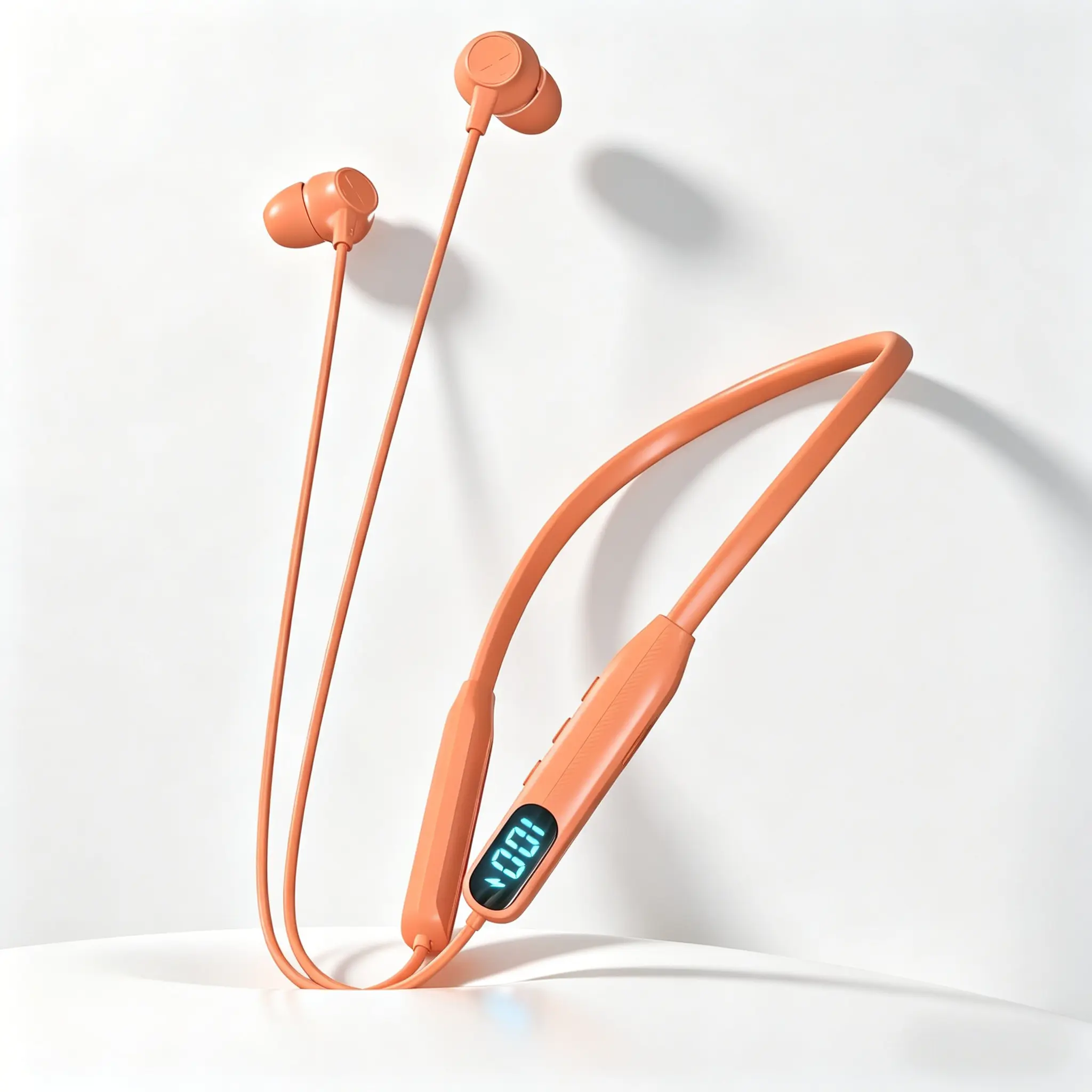 New Orange Neckband Bluetooth Headphones (Audifonos Bluetooth & Auriculares Bluetooth) - IPX4 Sweatproof Earbuds Wireless with LED Battery Display, Magnetic Stereo Sound, Cable Management, Headphones Bluetooth for Sports & Hands-Free Calls, Great for New