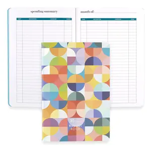 Erin Condren Abstract Circles Petite Monthly Budget Planner Book - 12-Month Financial Planning Tool with Goal Trackers, Expense Logs