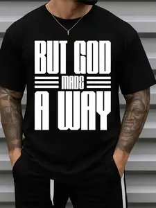 Men's God Made A Way Faith T-Shirt - 100% Cotton 180G Comfort Colors Casual Apparel with Verse Design, Inspirational Religious Gift Suitable for Church & Casual Attire